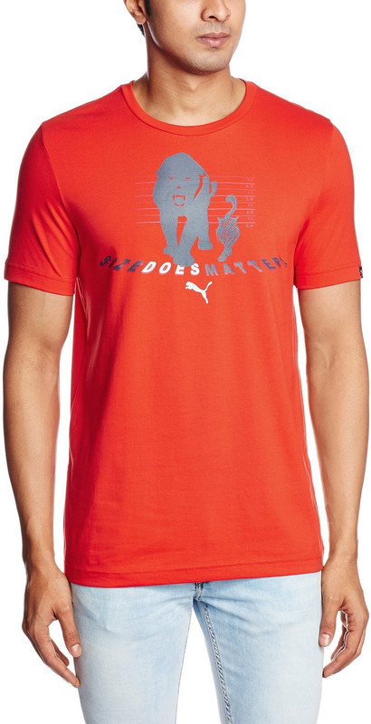 Puma Printed Men Round Neck Orange T-Shirt