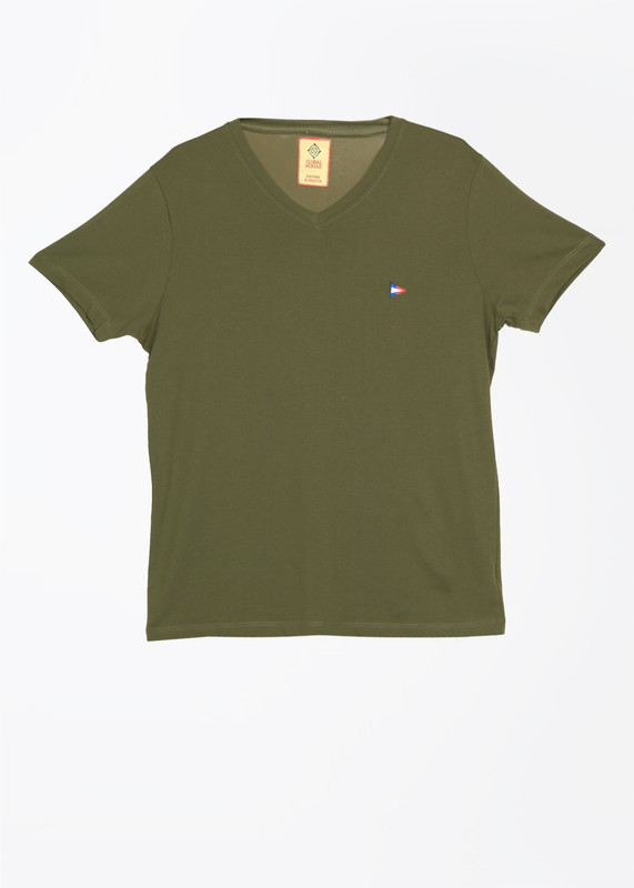 Global Nomad Solid Men V-neck Green T-Shirt