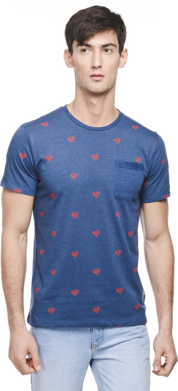 DC Comic Printed Men Round or Crew Blue T-Shirt
