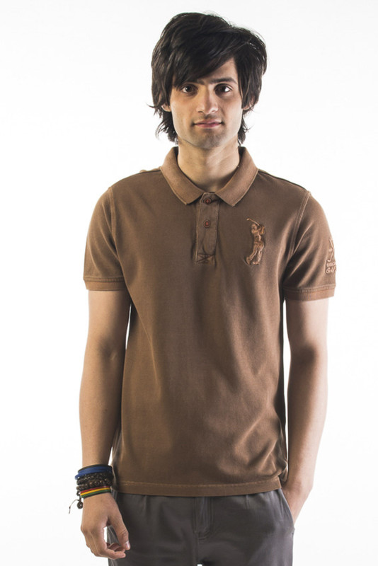 Srota Solid Men Polo Neck Brown T-Shirt