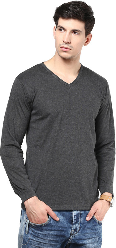 Izinc Solid Mens V-neck Grey T-Shirt RS.999 (68.00% Off) - Flipkart