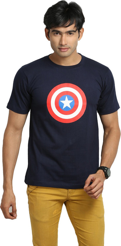 Merlin Printed Men Round Neck Blue T-Shirt Merlin Printed Men Round Neck Blue T-Shirt