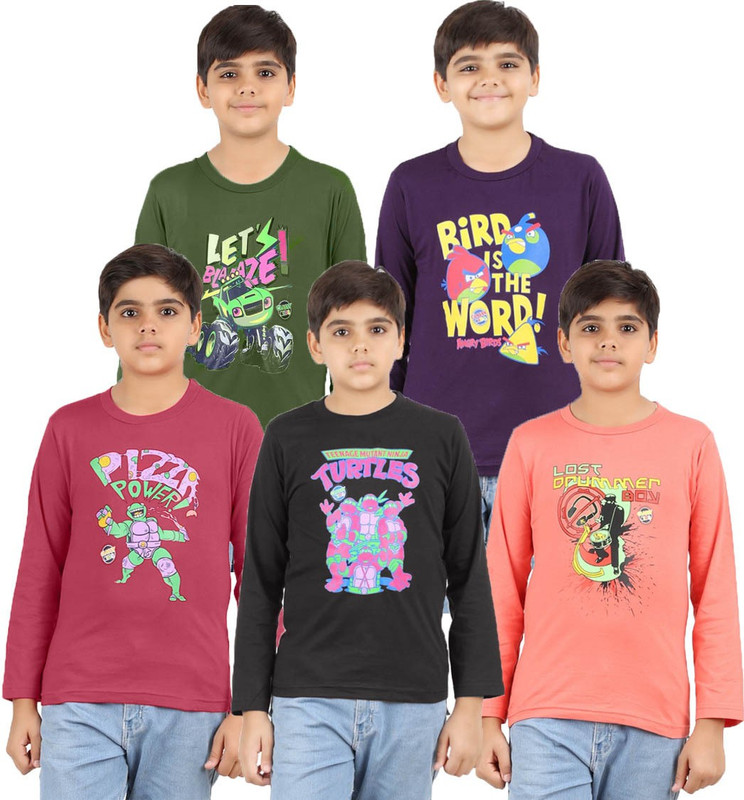 Meril Boys Graphic Print T Shirt(Multicolor, Pack of 5) RS.3223 (74.00% Off) - Flipkart