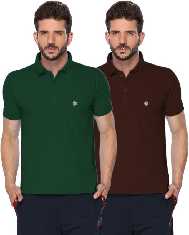 ONN Solid Men Polo Neck Green, Brown T-Shirt(Pack of 2) ONN Solid Men Polo Neck Green, Brown T-Shirt(Pack of 2)