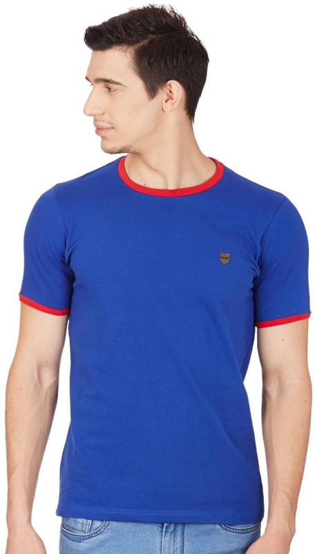 Cloak & Decker Solid Men Round Neck Blue T-Shirt Cloak & Decker Solid Men Round Neck Blue T-Shirt