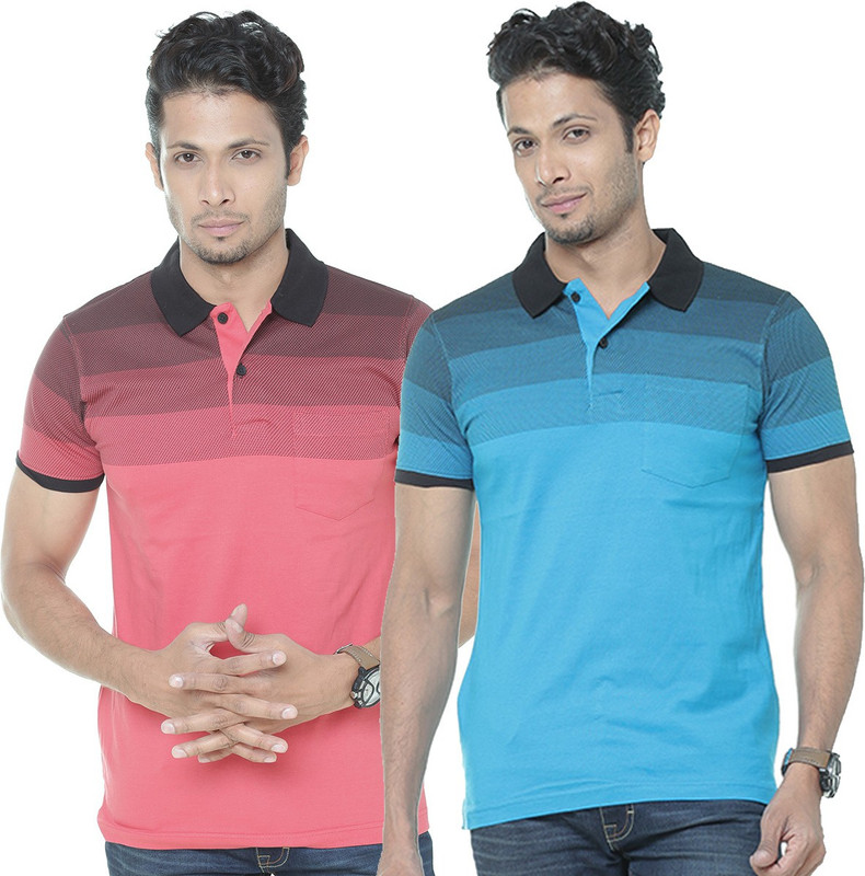 WEXFORD Striped Men Polo Neck Multicolor T-Shirt(Pack of 2) WEXFORD Striped Men Polo Neck Multicolor T-Shirt(Pack of 2)