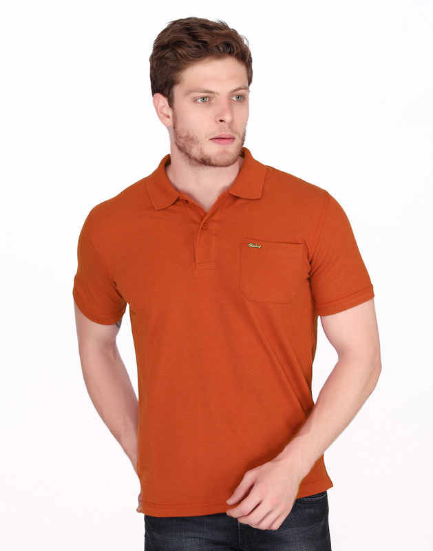 Fritzberg Solid Men Round Neck Orange T-Shirt