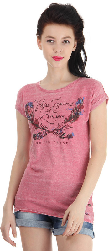Pepe Jeans Printed Women Round Neck Pink T-Shirt