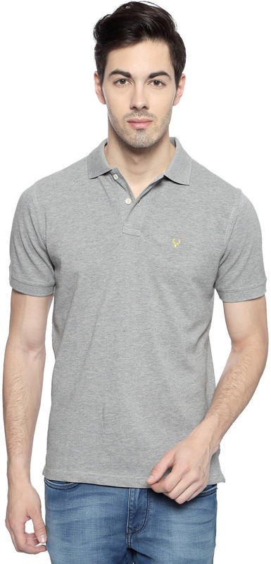 Allen Solly Solid Men V-Neck Grey T-Shirt