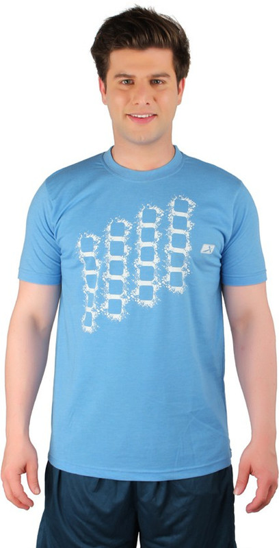 Vector X Printed Men Round Neck Light Blue T-Shirt