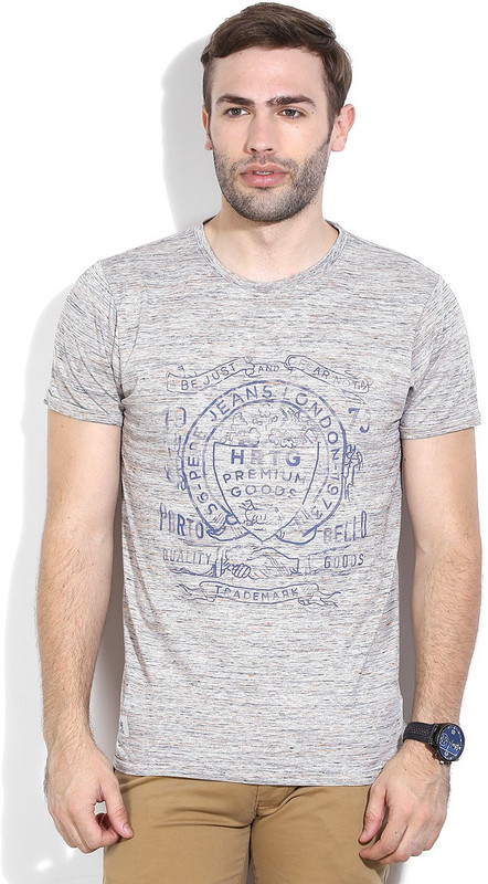 Pepe Jeans Printed Men Round Neck Grey T-Shirt