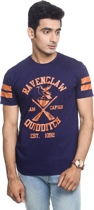 Harry Potter Printed Men Round or Crew Blue T-Shirt