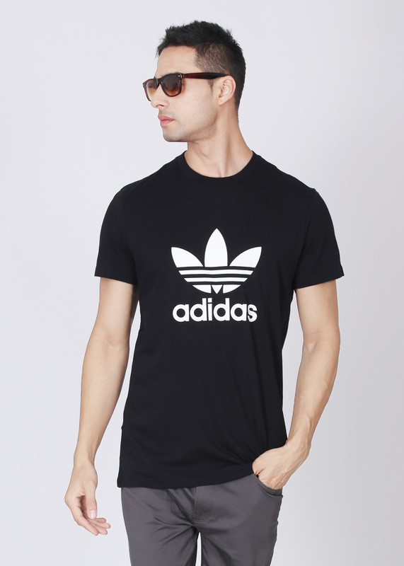 ADIDAS Printed Men Round Neck Black T-Shirt