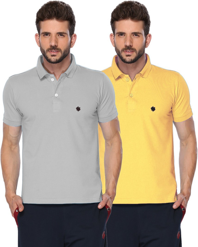 ONN Solid Men Polo Neck Grey, Yellow T-Shirt(Pack of 2) ONN Solid Men Polo Neck Grey, Yellow T-Shirt(Pack of 2)
