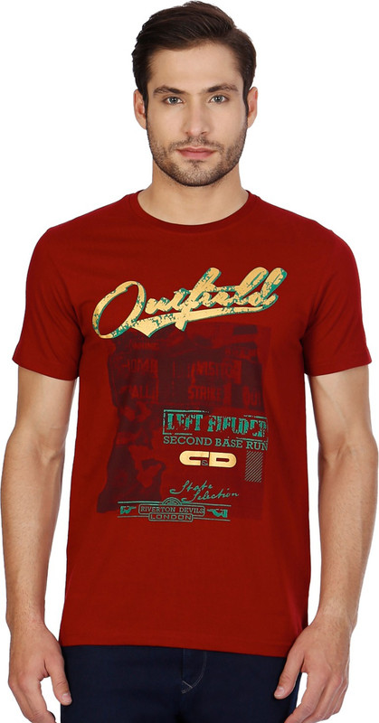Cloak & Decker Printed Men Round Neck Maroon T-Shirt Cloak & Decker Printed Men Round Neck Maroon T-Shirt