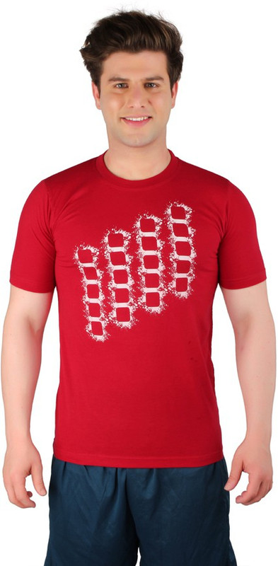 Vector X Printed Men Round Neck Red T-Shirt