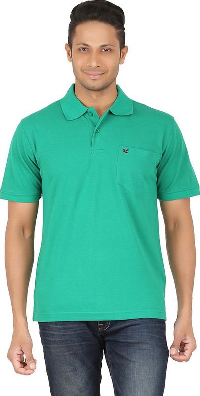 All Times Solid Men Polo Neck Green T-Shirt