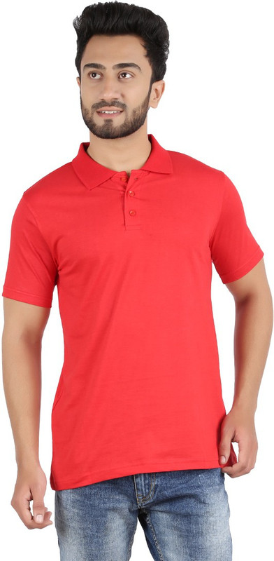 Ap'pulse Solid Men Round Neck Red T-Shirt