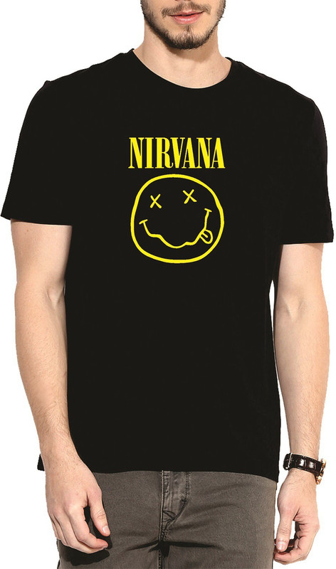 indiroots Printed Men Round or Crew Black T-Shirt