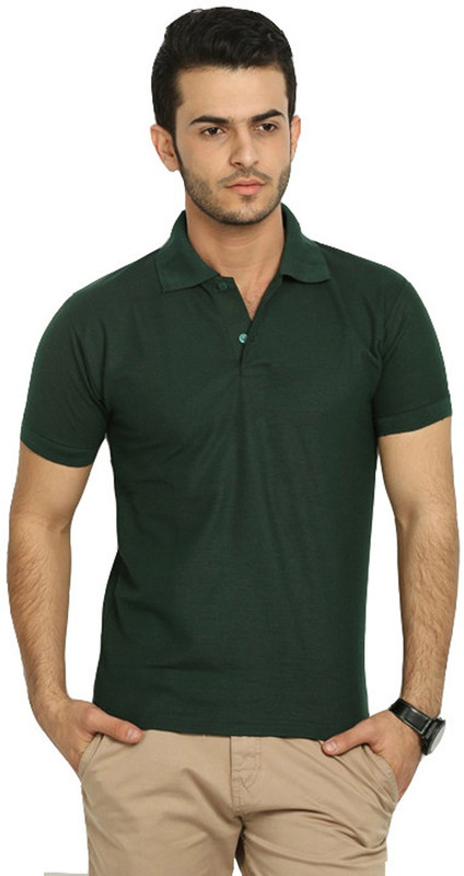 Merlin Solid Men Polo Neck Green T-Shirt Merlin Solid Men Polo Neck Green T-Shirt