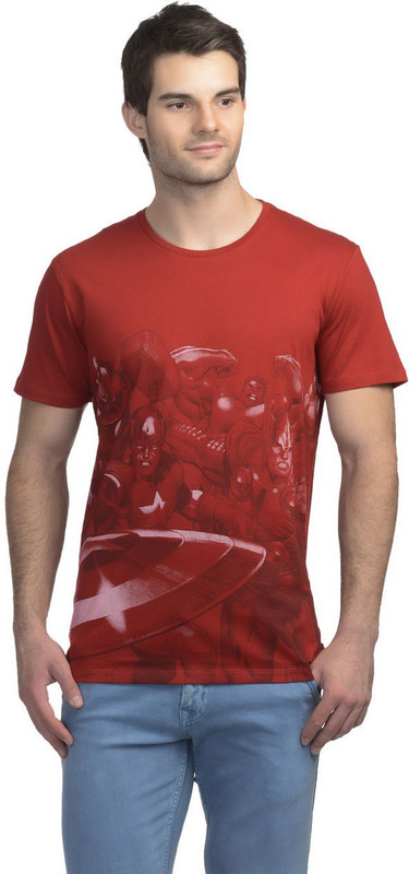 Marvel Avengers Printed Men Round or Crew Red T-Shirt