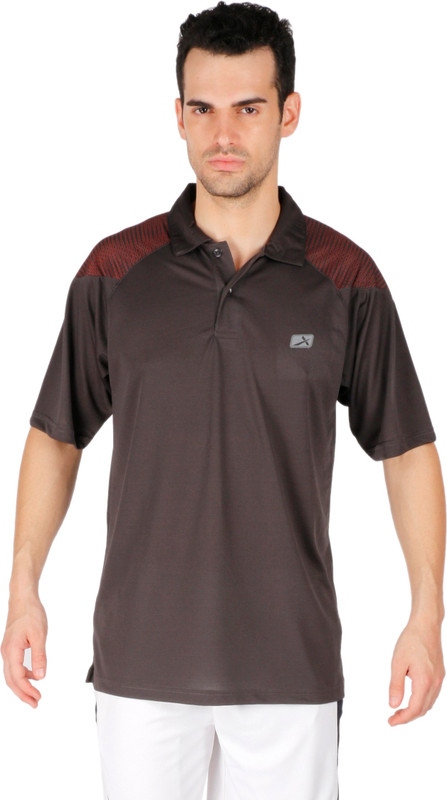 Vector X Solid Men Polo Neck Brown T-Shirt