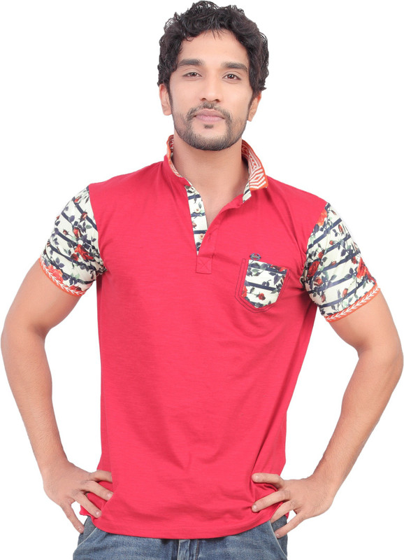 Carbone Printed Men Round Neck Red T-Shirt