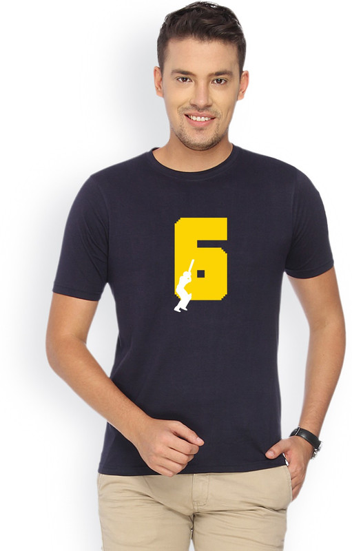 Campus Sutra Graphic Print Men Round or Crew Blue T-Shirt