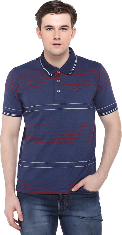 EX10SIVE Striped Men Polo Neck Blue T-Shirt EX10SIVE Striped Men Polo Neck Blue T-Shirt
