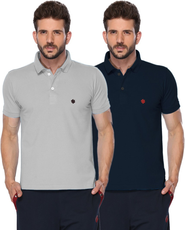 ONN Solid Men Polo Neck Grey, Blue T-Shirt(Pack of 2) ONN Solid Men Polo Neck Grey, Blue T-Shirt(Pack of 2)