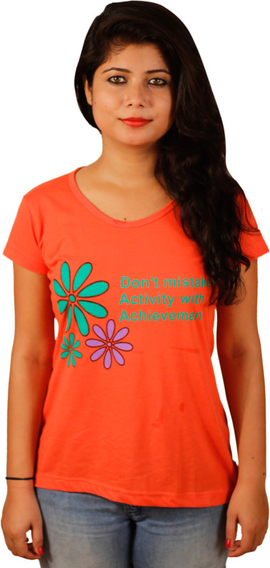 Tryd Printed Women Round Neck Multicolor T-Shirt