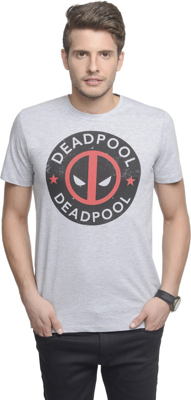Deadpool Printed Men Round or Crew Grey T-Shirt
