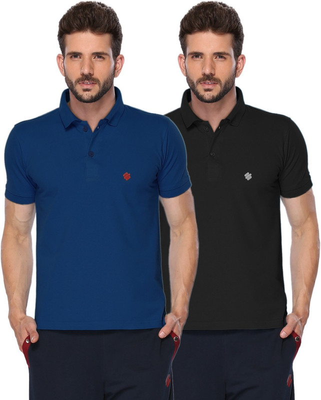 ONN Solid Men Polo Neck Blue, Black T-Shirt(Pack of 2) ONN Solid Men Polo Neck Blue, Black T-Shirt(Pack of 2)