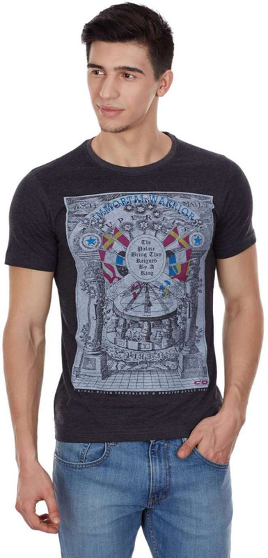 Cloak & Decker Printed Men Round Neck Grey T-Shirt Cloak & Decker Printed Men Round Neck Grey T-Shirt