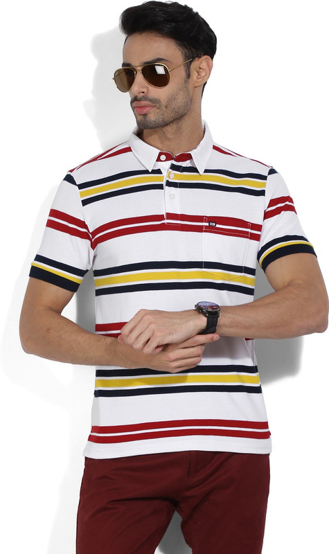 Arrow Sports Striped Men Polo Neck Multicolor T-Shirt