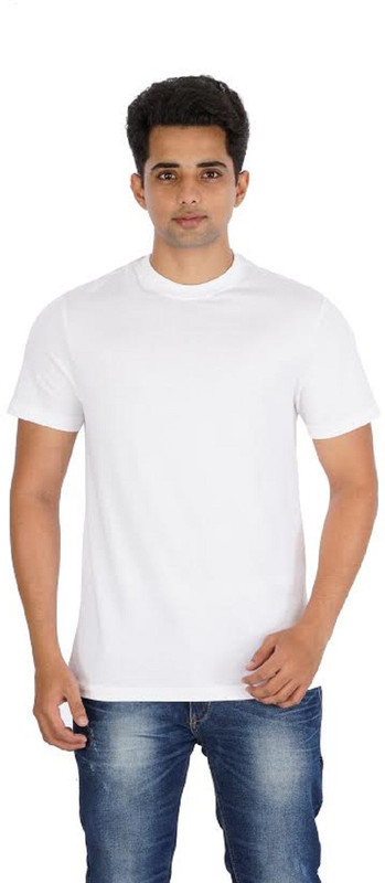Mogo Apparels Solid Men Round Neck White T-Shirt