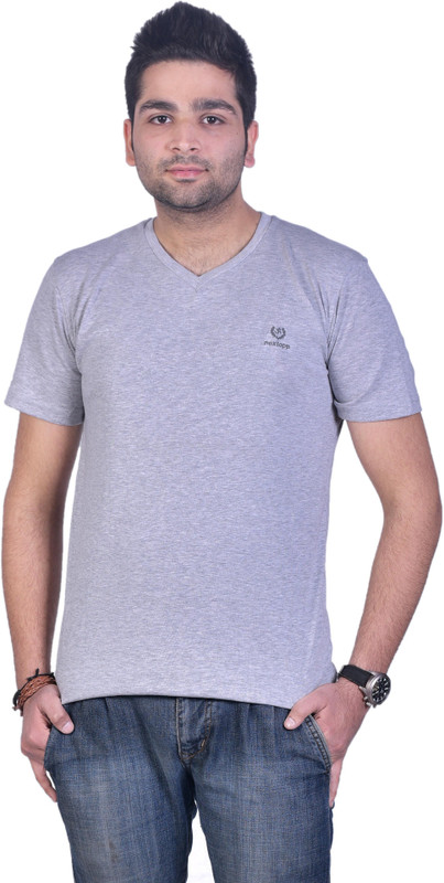 Colors & Blends Solid Men V-neck Grey T-Shirt Colors & Blends Solid Men V-neck Grey T-Shirt