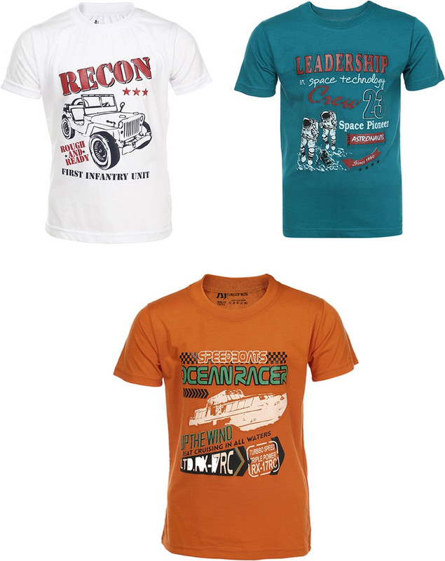 AJ Dezines Boys Graphic Print Cotton T Shirt(Multicolor, Pack of 3) RS.789 (60.00% Off) - Flipkart