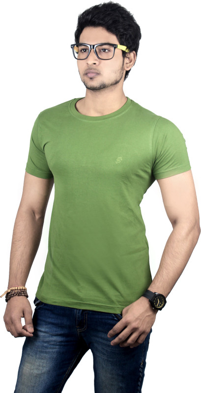 Spur Solid Men Round or Crew Green T-Shirt
