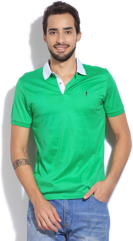 Arrow New York Solid Men Polo Neck Green T-Shirt