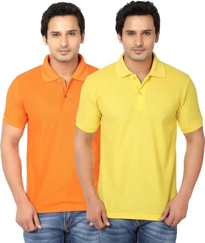 Ansh Fashion Wear Solid Men Polo Neck Multicolor T-Shirt(Pack of 2)