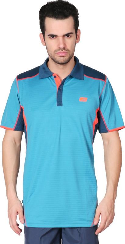 Vector X Solid Men Polo Neck Light Blue T-Shirt