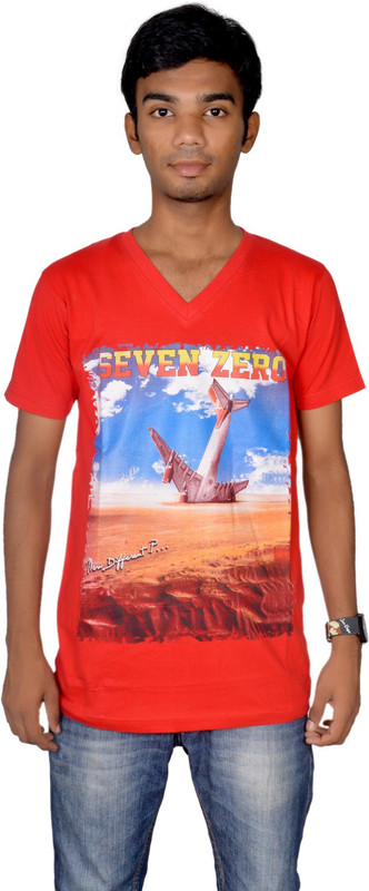 Revinfashions Graphic Print Men V-neck Reversible Red T-Shirt