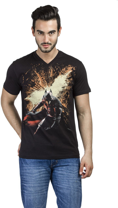 Dark Knight Printed Men V-neck Black T-Shirt