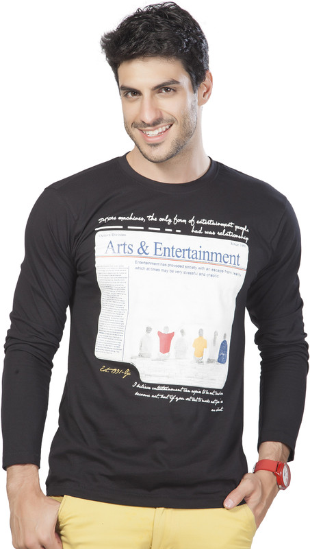 AJC Printed Men Round Neck Black T-Shirt