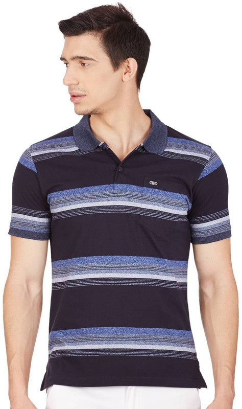 Cloak & Decker Striped Men Polo Neck Dark Blue T-Shirt Cloak & Decker Striped Men Polo Neck Dark Blue T-Shirt