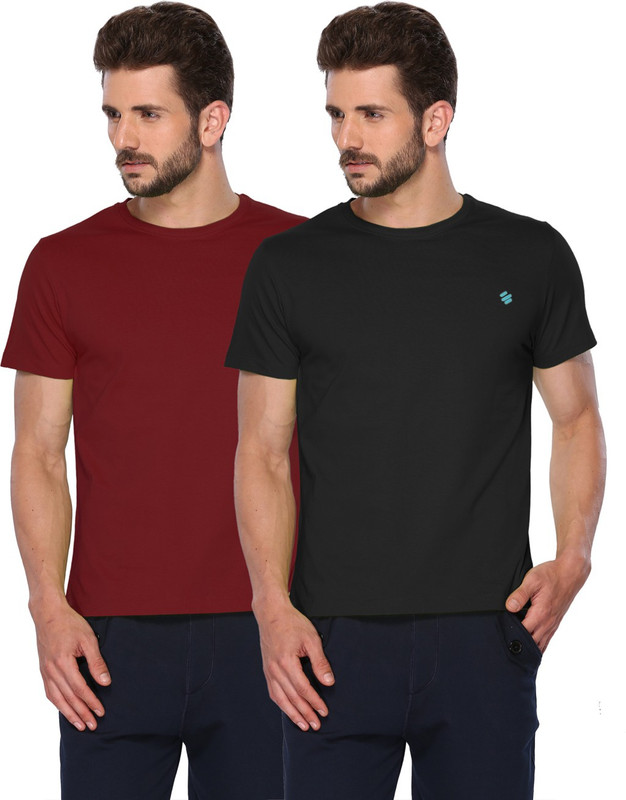 ONN Solid Men Round Neck Maroon, Black T-Shirt(Pack of 2) ONN Solid Men Round Neck Maroon, Black T-Shirt(Pack of 2)