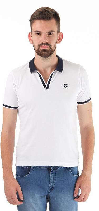 Cloak & Decker Solid Men Polo Neck White T-Shirt Cloak & Decker Solid Men Polo Neck White T-Shirt