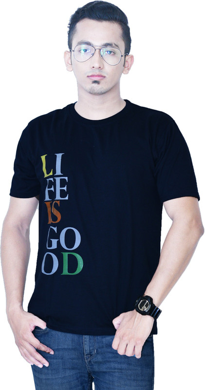 Be Good Printed Men Round Neck Dark Blue T-Shirt