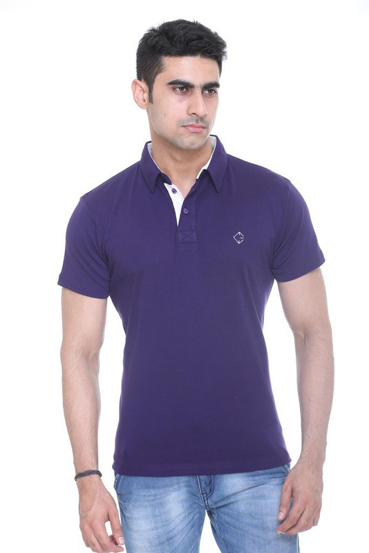 Colors & Blends Solid Men Polo Neck Purple T-Shirt Colors & Blends Solid Men Polo Neck Purple T-Shirt